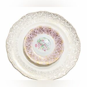 Elegant Floral Dinnerware Set - Gold and White